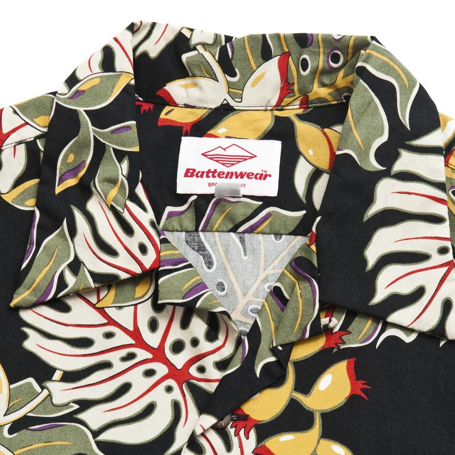 Battenwear Five Pocket Island Shirt Black Floral at shoplostfound in Toronto, collar