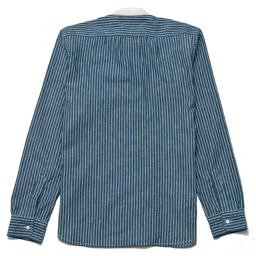 The Real McCoy's Double Diamond Stripe Chambray Band Collar MS18003 at shoplostfound, back
