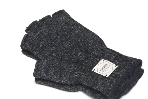 Upstate Stock Ragg Wool Fingerless Gloves In Black Melange