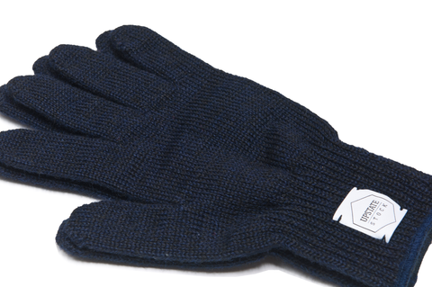 Upstate Stock Ragg Wool Full Fingered Gloves In Navy Melange