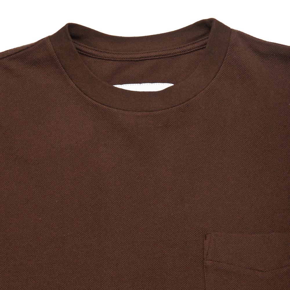 Adsum NYC Pique Long Sleeve T-Shirt Brown at shoplostfound, neck