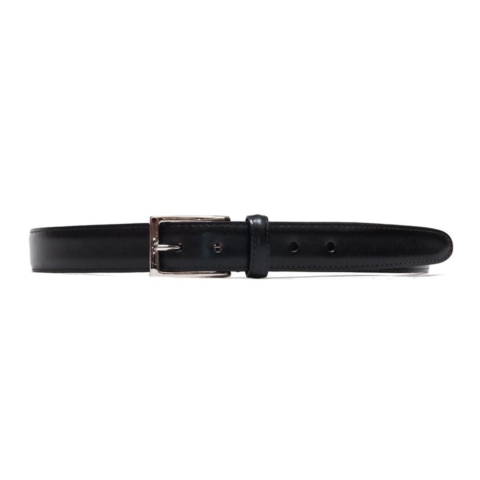 Alden Calf Leather Belt Black at shoplostfound, front
