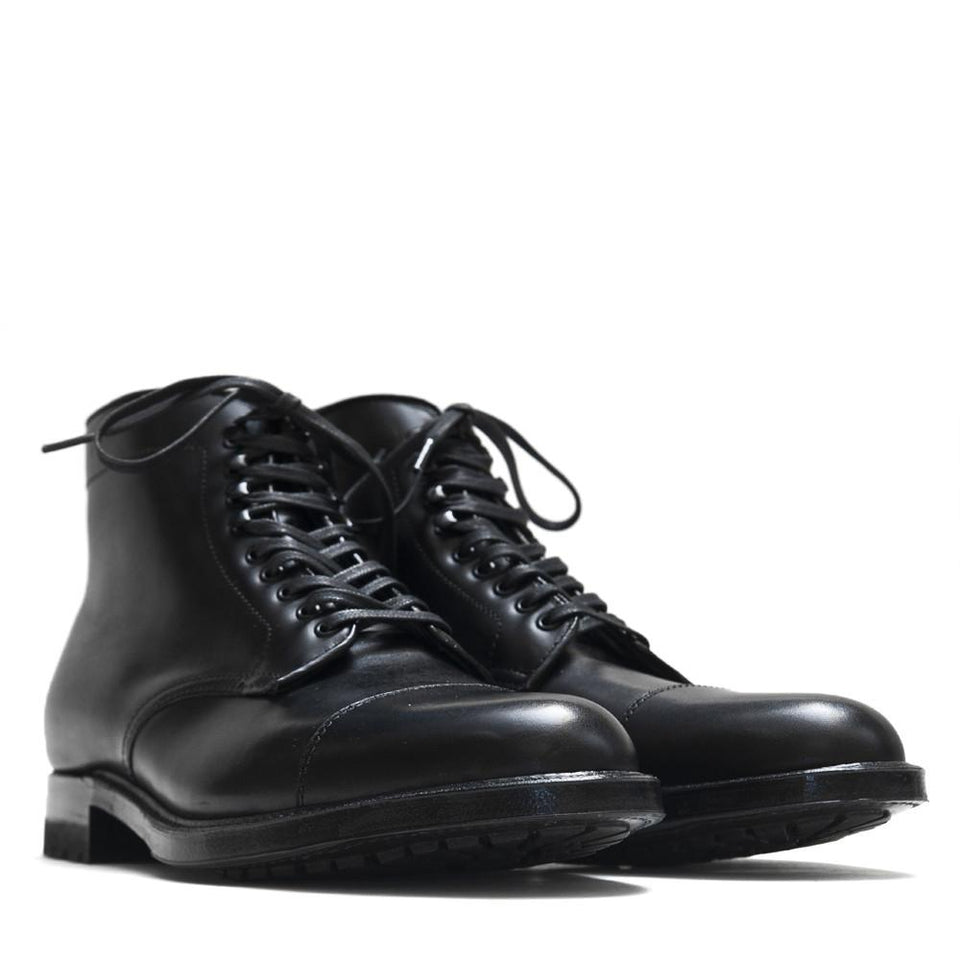 Alden Black Trapper Straight Tip Boot With Commando Sole at shoplostfound in Toronto, product shot