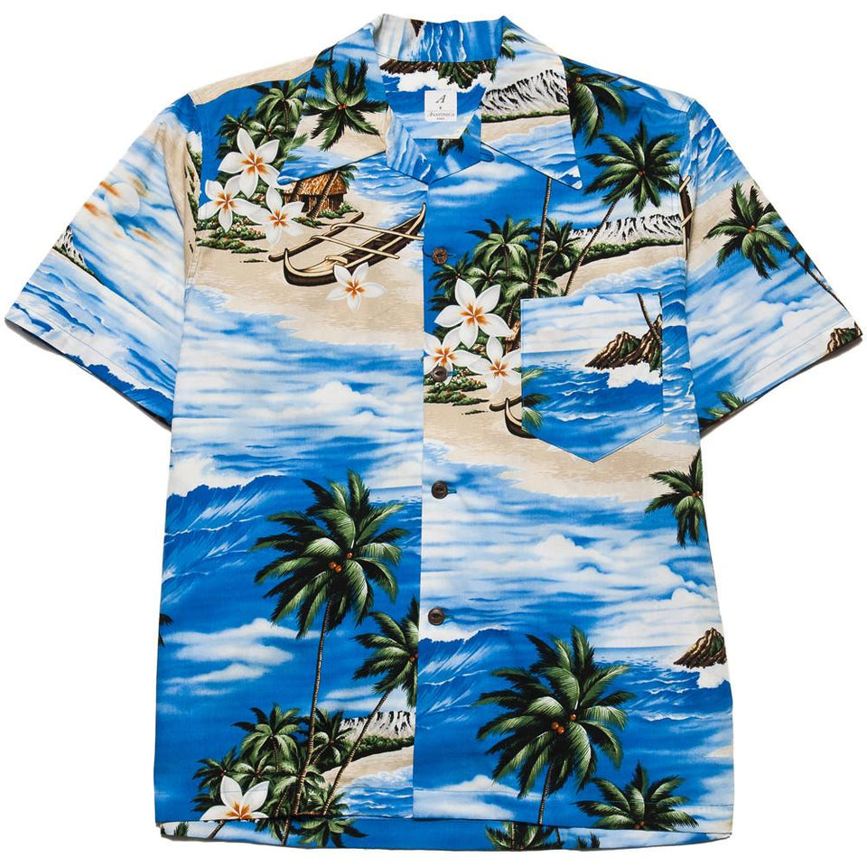 Anatomica Hawaiian Shirt Blue at shoplostfound, front
