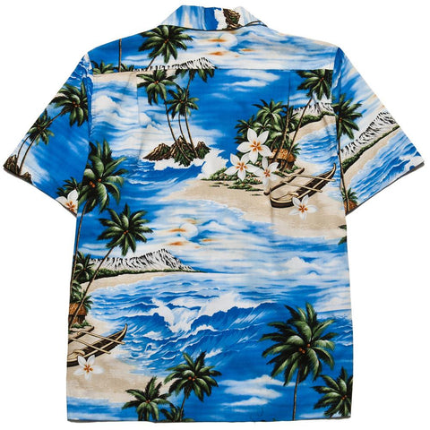 Anatomica Hawaiian Shirt Blue at shoplostfound, front