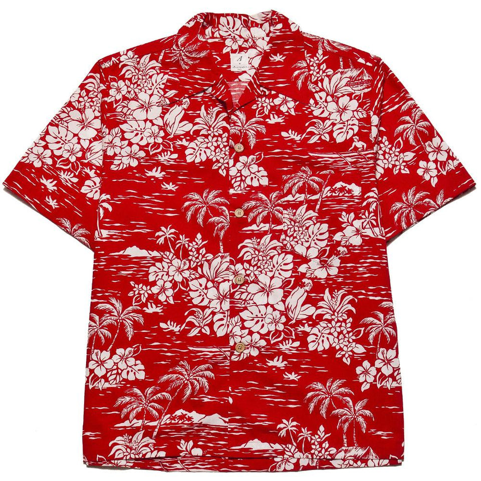Anatomica Hawaiian Shirt Red at shoplostfound, front