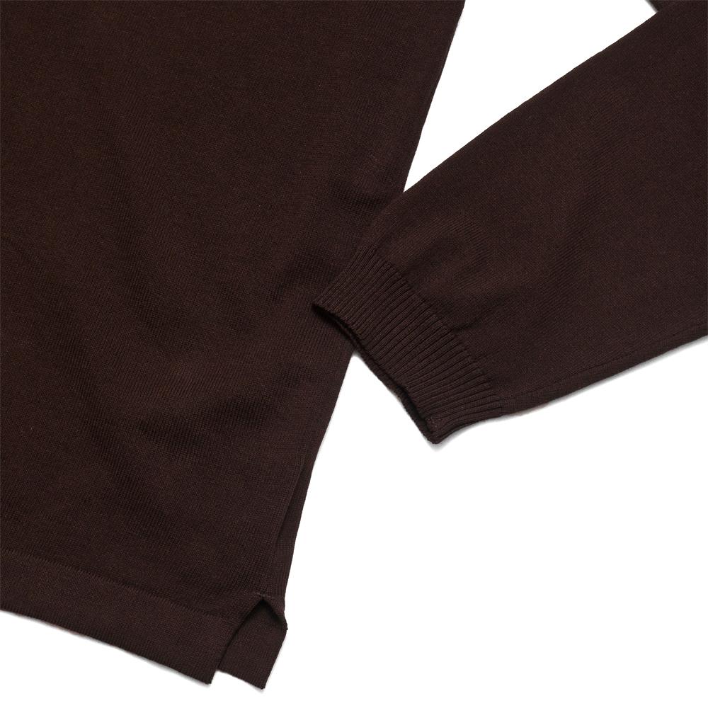Andersen-Andersen Long Sleeve Polo Dark Brown at shoplostfound, cuff
