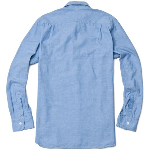 Arpenteur Ted Shirt Blue Cotton Piqué at shoplostfound in Toronto, front