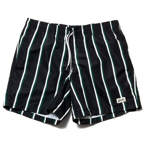 Bather Green & Black Stripe Swim Trunk at shoplostfound, front
