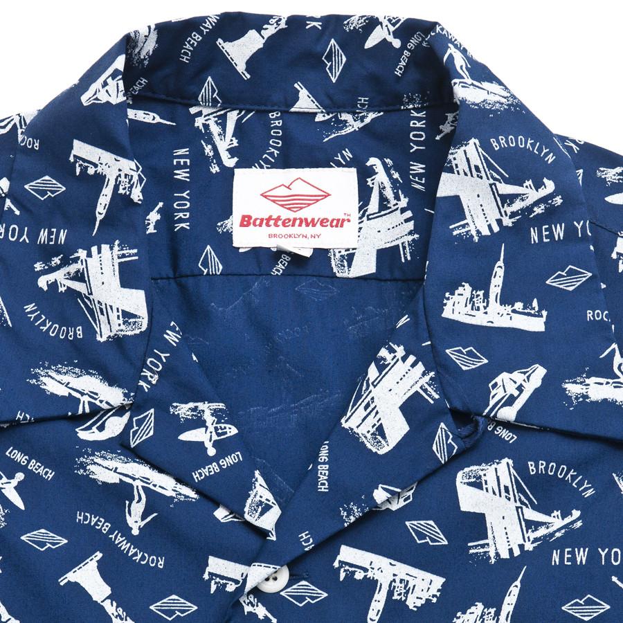 Battenwear Five Pocket Island Shirt Navy New York at shoplostfound in Toronto, collar