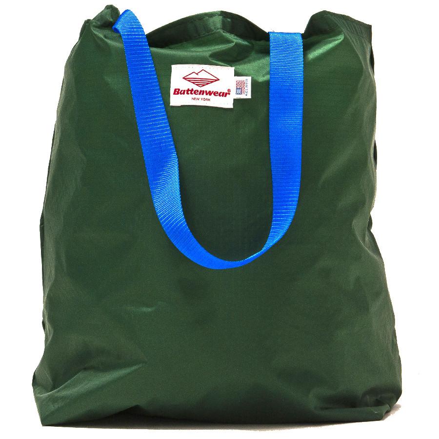 Battenwear Packable Tote Bag Forest Green/Sky Blue at shoplostfound in Toronto, front