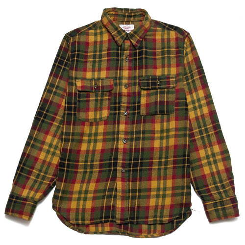 Battenwear Work Shirt Mustard/Olive Plaid at shoplostfound, front