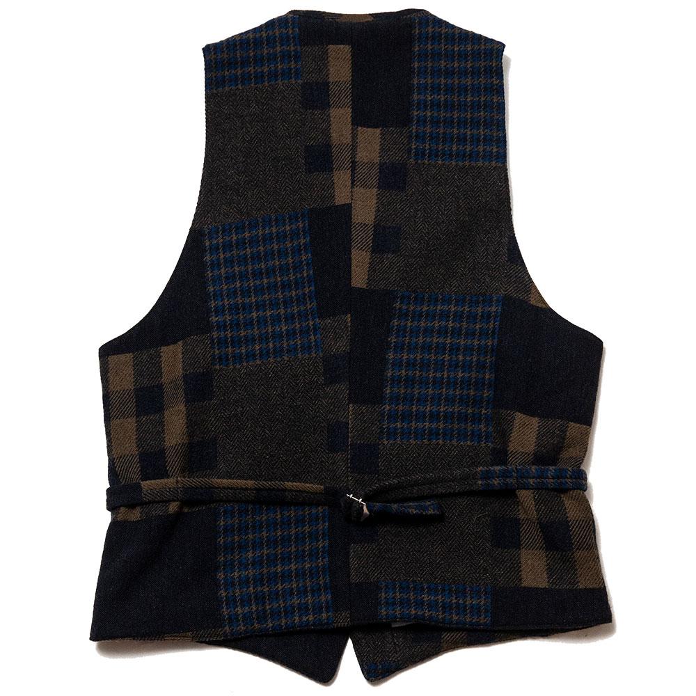 Beams Plus Jacquard Tweed Waistcoat Navy at shoplostfound, back
