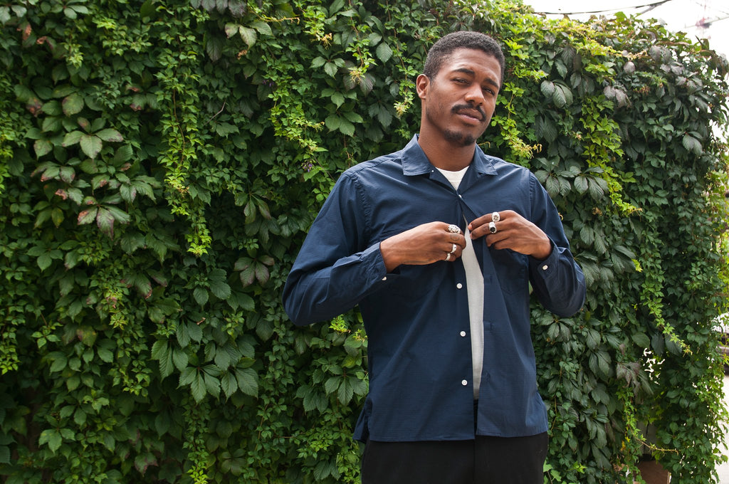 Gitman Vintage Bros. Navy Ripstop Camp Shirt at shoplostfound, fit