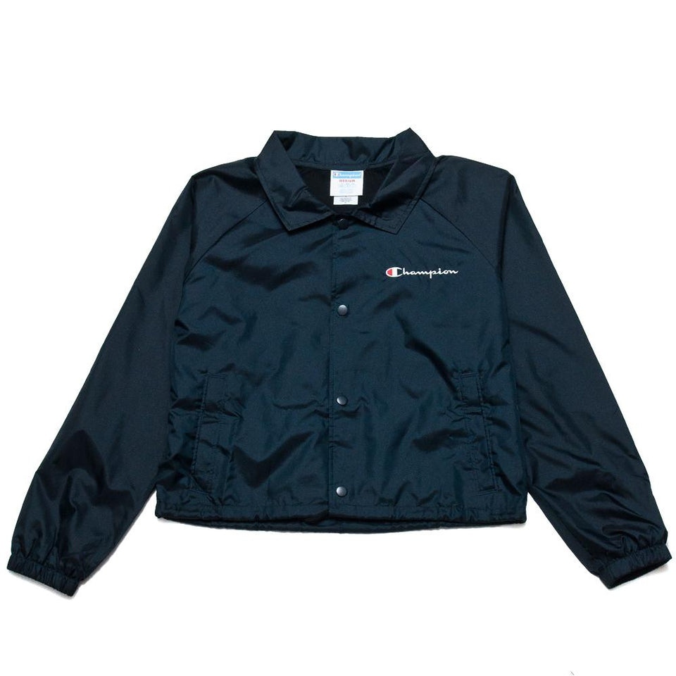 Champion W's Cropped Coaches Jacket Black at shoplostfound, front