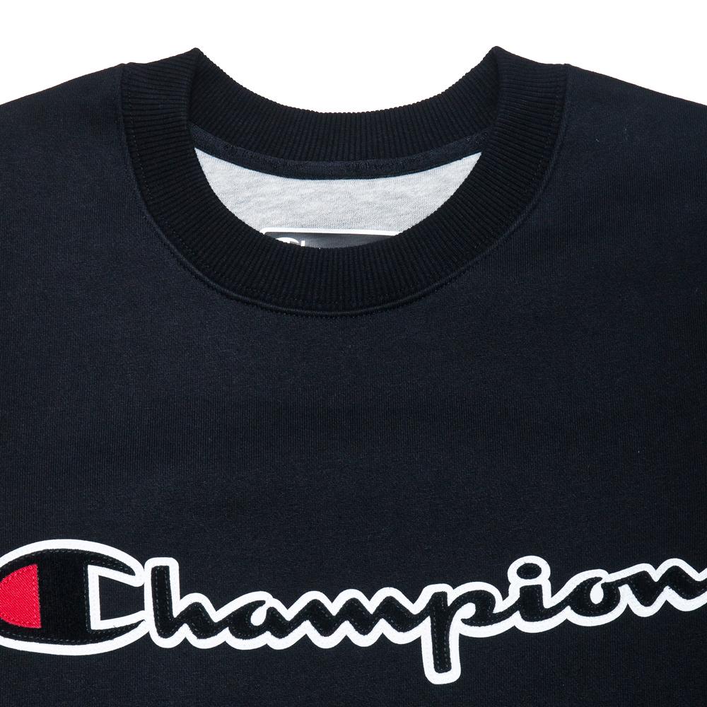 Champion Superfleece Logo Crew 2.0 Black at shoplostfound, neck