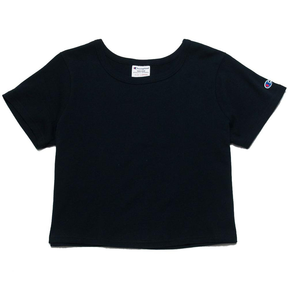 Champion W's Cropped Reverse Weave T-Shirt Black at shoplostfound, front