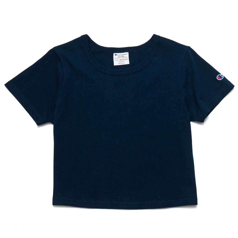 Champion W's Cropped Reverse Weave T-Shirt Navy at shoplostfound, front