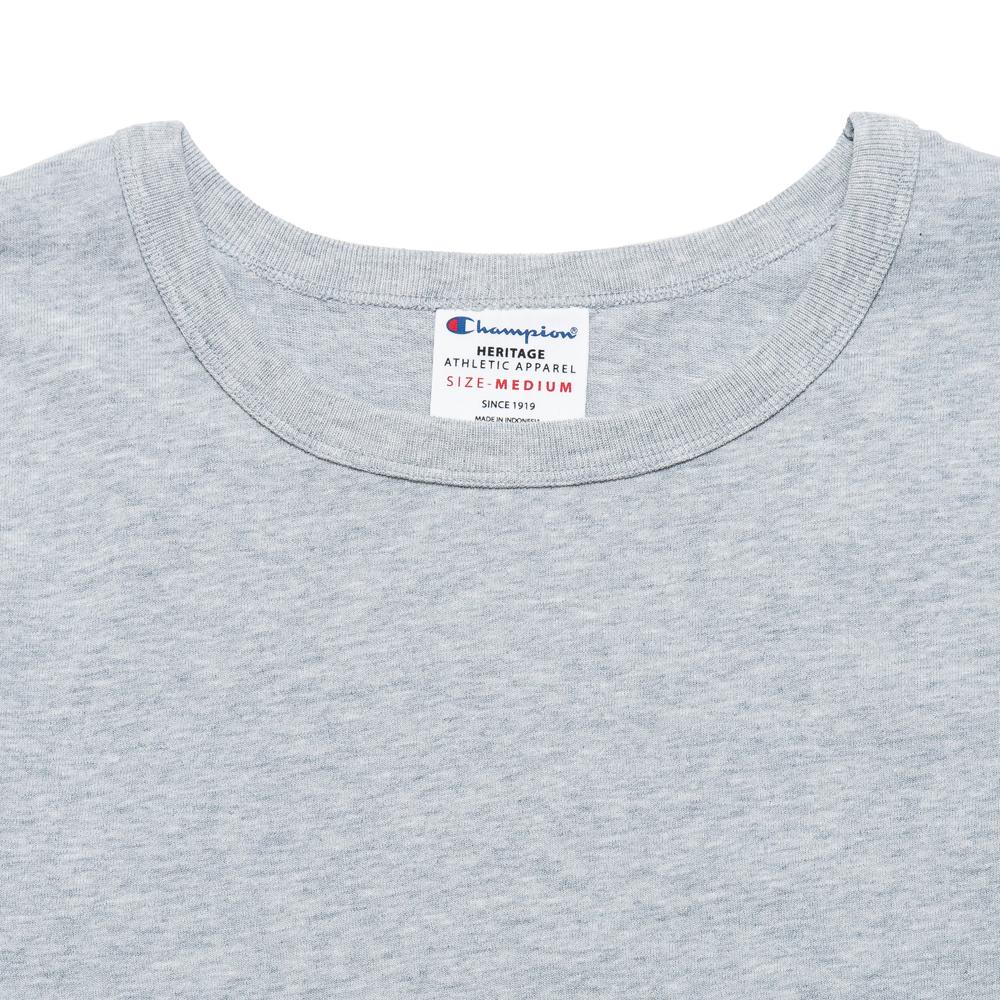 Champion W's Cropped Reverse Weave T-Shirt Oxford Grey at shoplostfound, neck