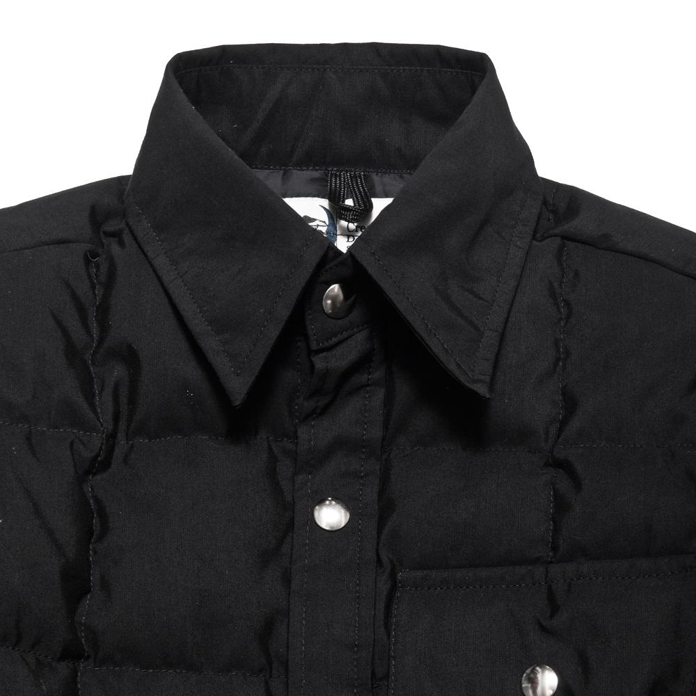 Crescent Down Works 60/40 Black Down Shirt Jacket w/ Pockets at shoplostfound, neck