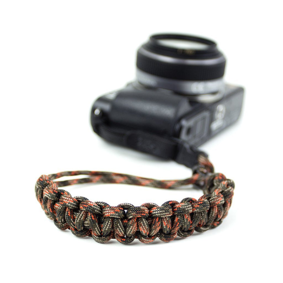 DSPTCH Camera Wrist Strap Fall Camo/Gun Metal at shoplostfound, 1