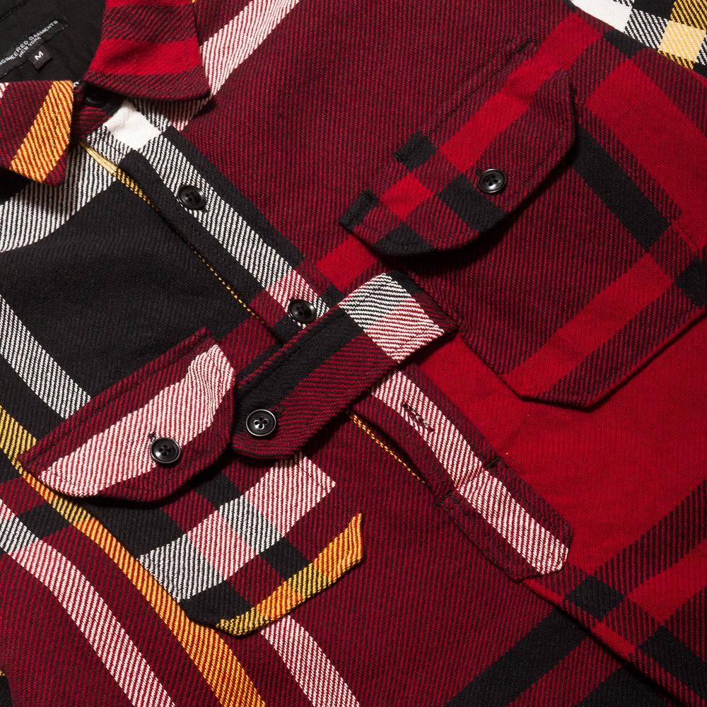 Engineered Garments Bird Shooter Shirt Heavy Twill Plaid Black/Red at shoplostfound, flap