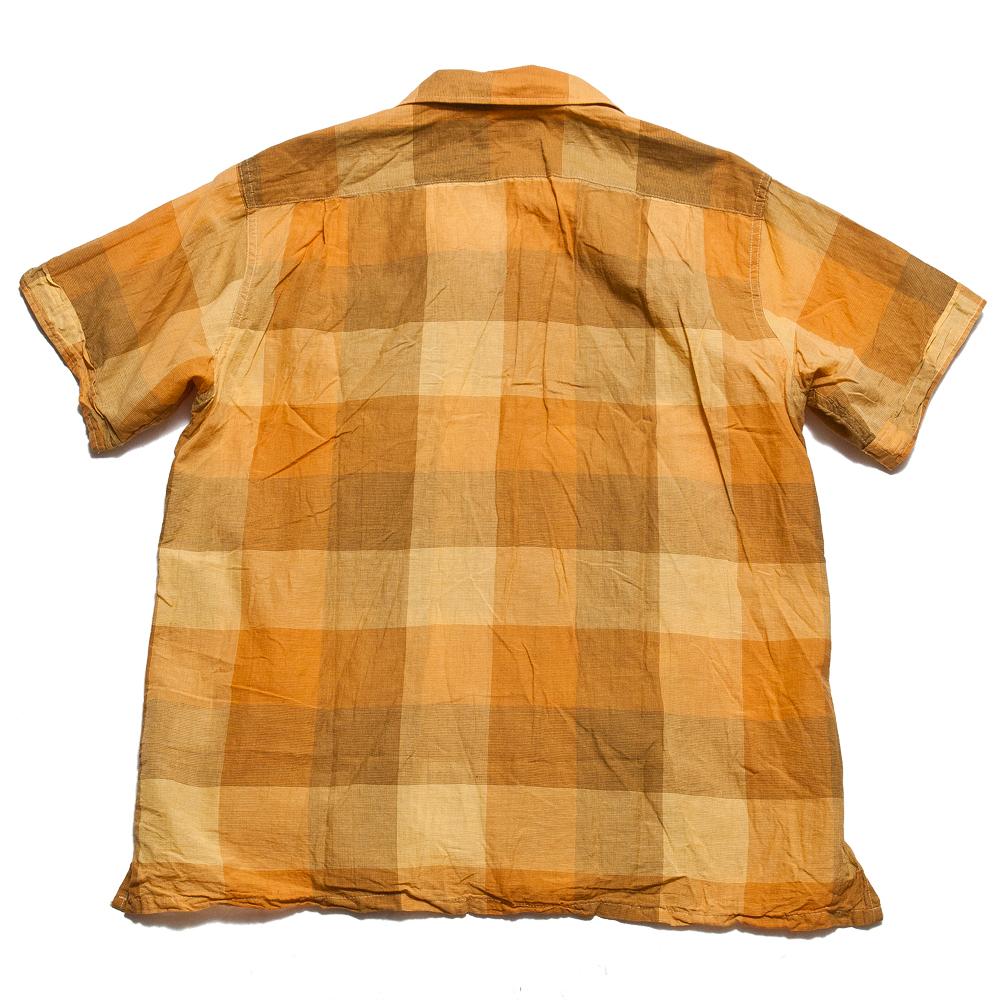 Engineered Garments Block Check Lawn Camp Shirt Gold at shoplostfound, back