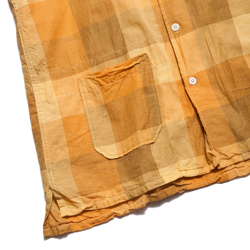 Engineered Garments Block Check Lawn Camp Shirt Gold at shoplostfound, detail