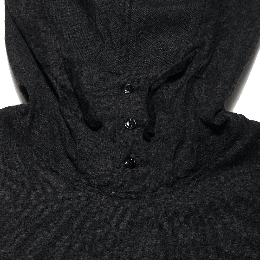Engineered Garments Cagoule Shirt Charcoal Heather Flannel at shoplostfound, neck
