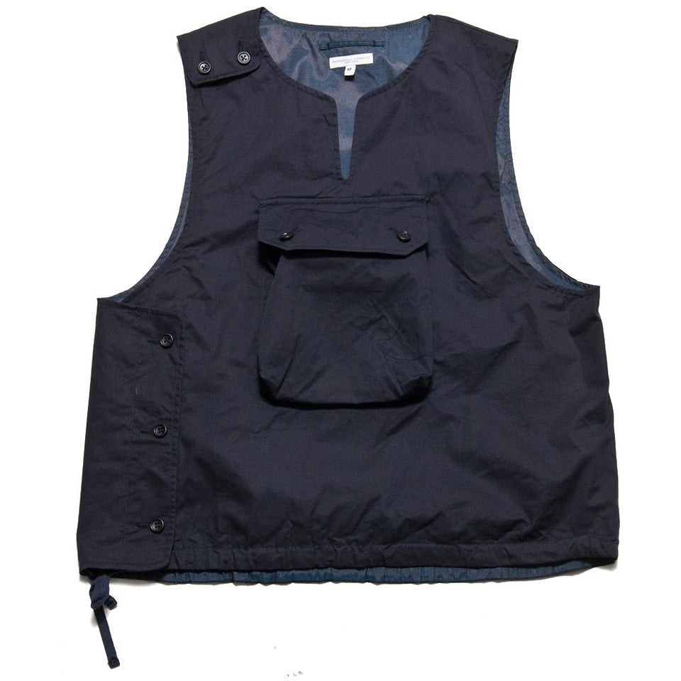 Engineered Garments Highcount Twill Cover Vest Dark Navy at shoplostfound, front