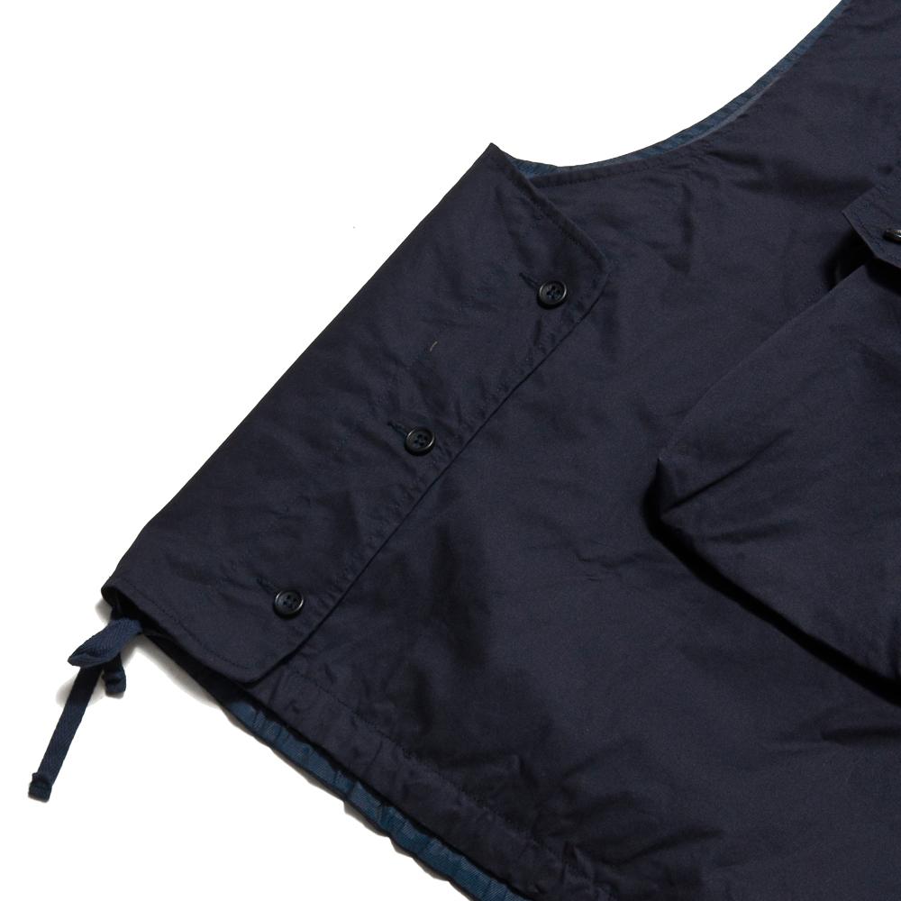 Engineered Garments Highcount Twill Cover Vest Dark Navy at shoplostfound, detail