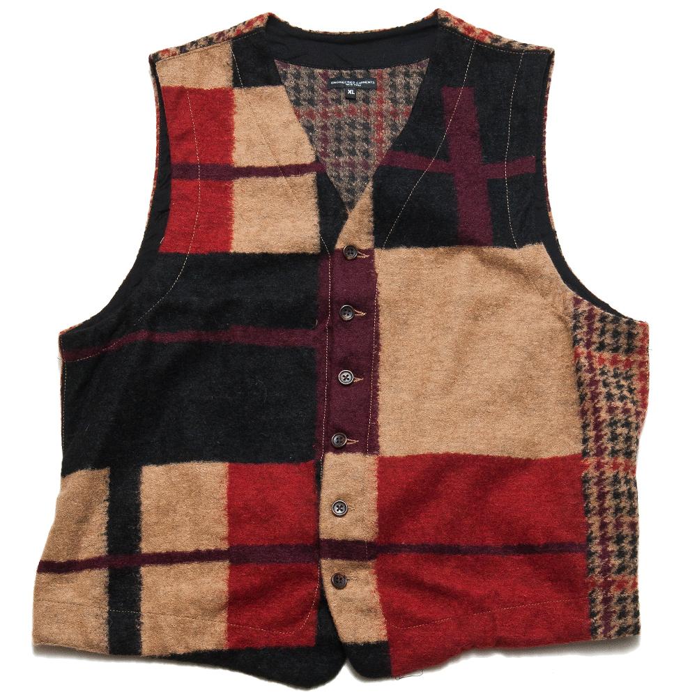Engineered Garments Knit Vest Tan/Black Gun Club at shoplostfound, XL
