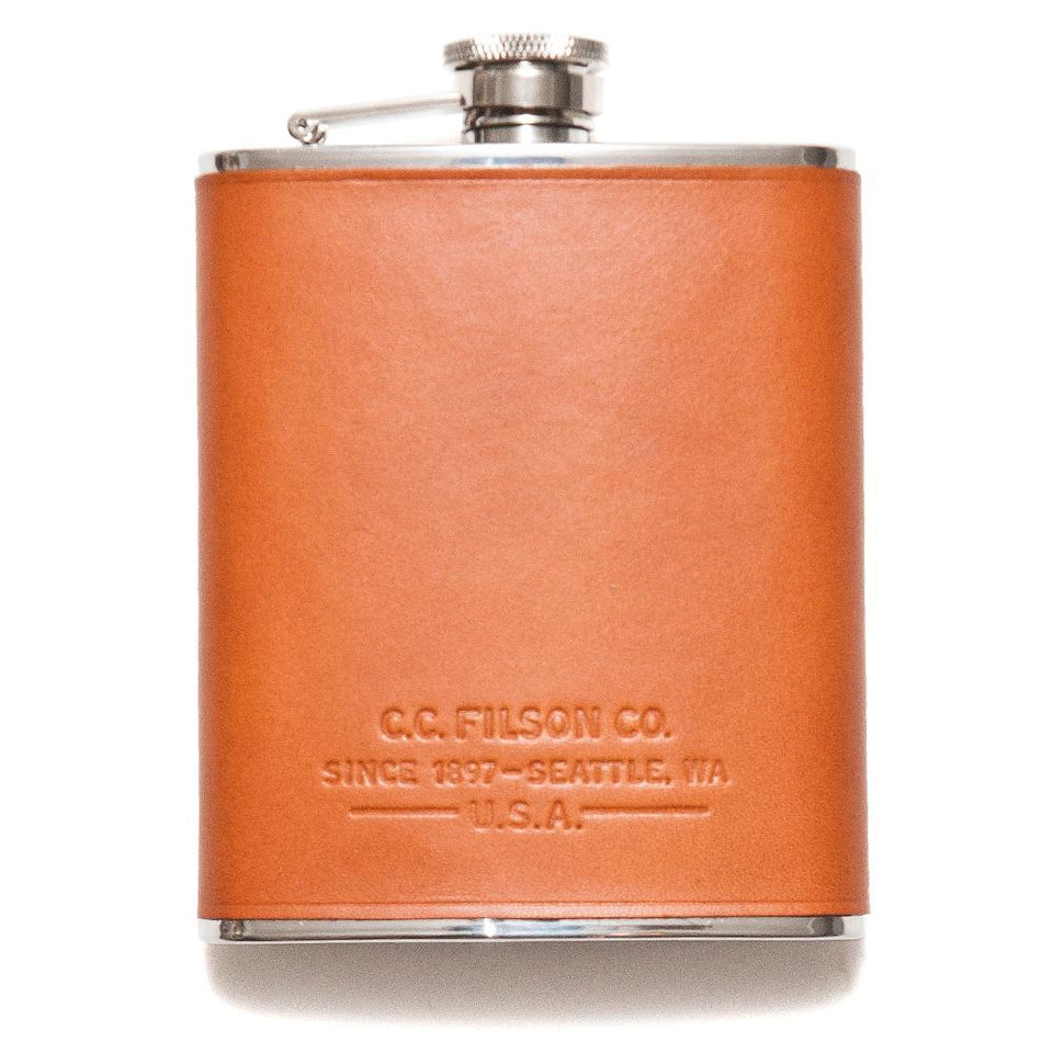 Filson Leather Wrapped Flask at shoplostfound, front
