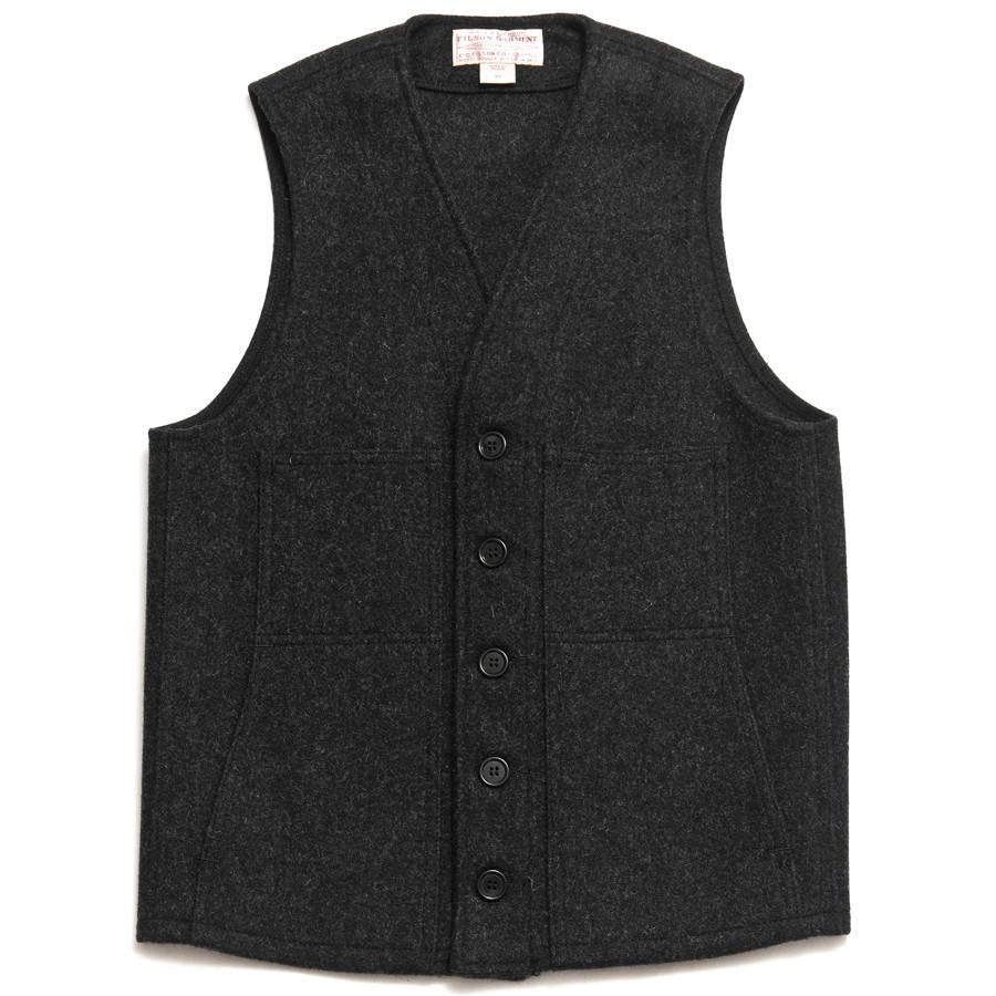Filson Mackinaw Wool Vest Charcoal at shoplostfound in Toronto, front