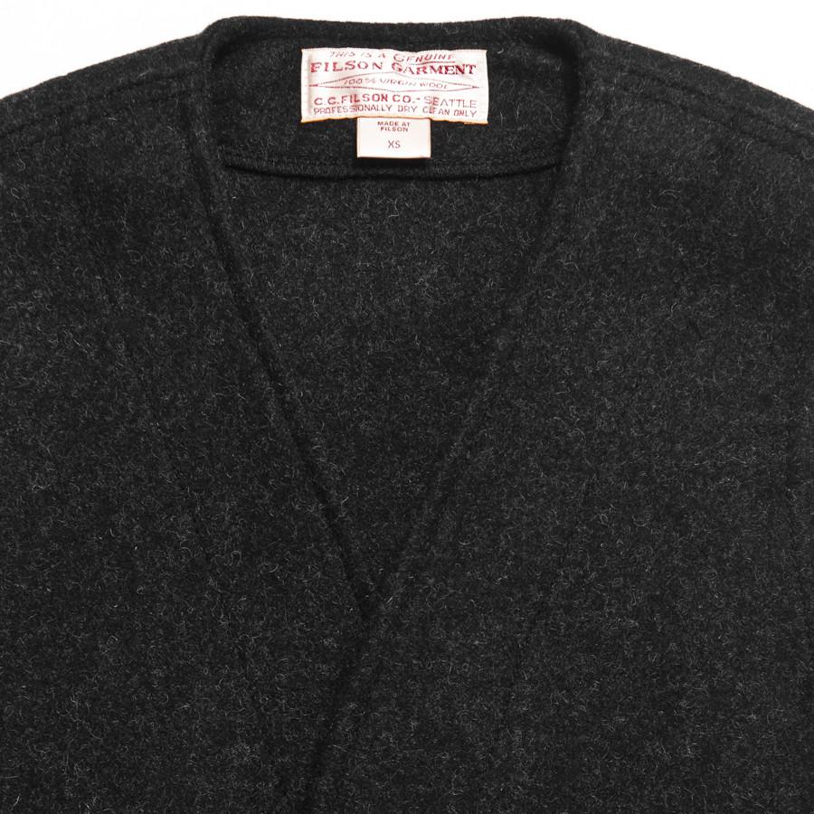 Filson Mackinaw Wool Vest Charcoal at shoplostfound in Toronto, collar