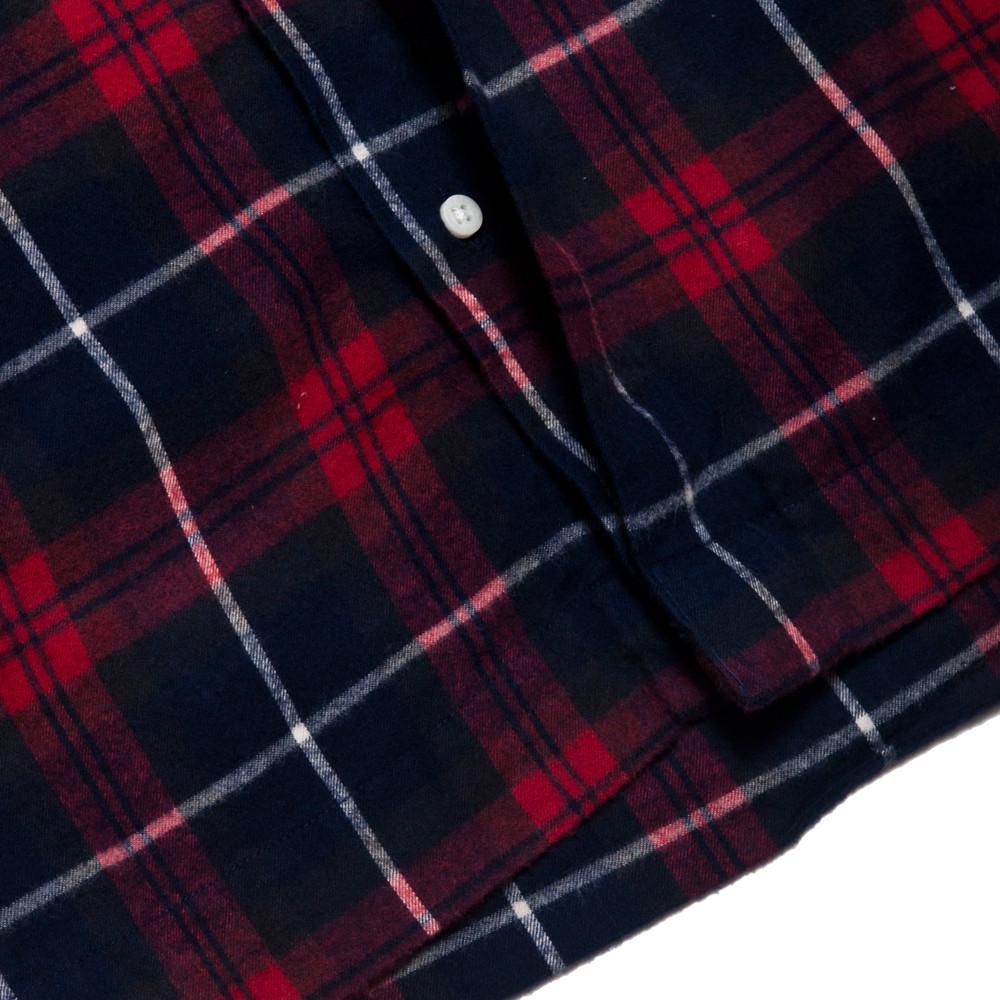 Gitman Vintage Bros. Band Collar Long Sleeve Red/Navy Plaid Flannel at shoplostfound, detail 2