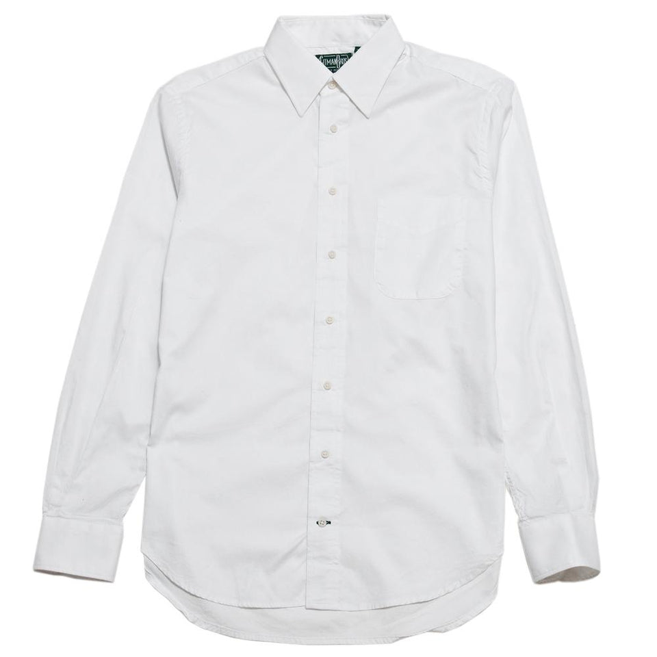 Gitman Vintage Bros. Hidden White Zephyr Oxford Shirt at shoplostfound, front