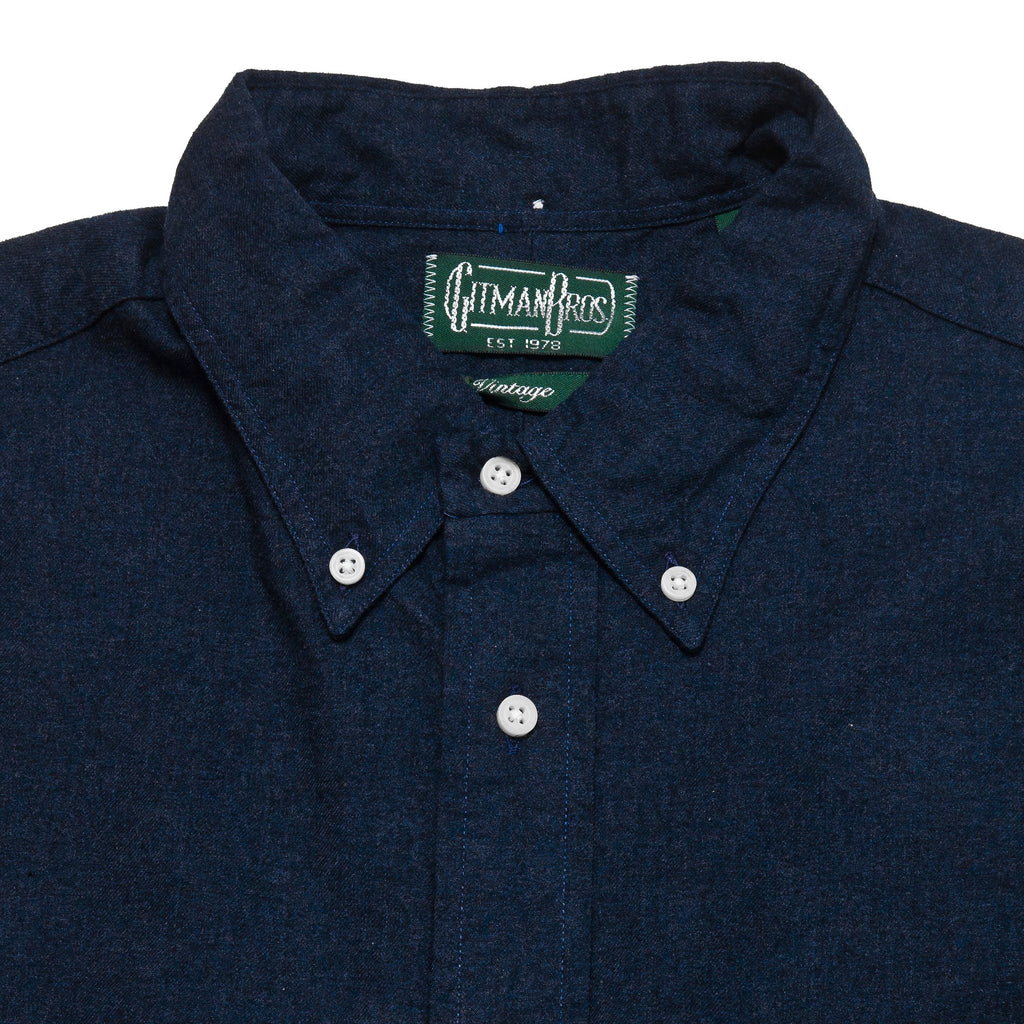 Gitman Vintage Bros. Navy Classic Flannel at shoplostfound, neck