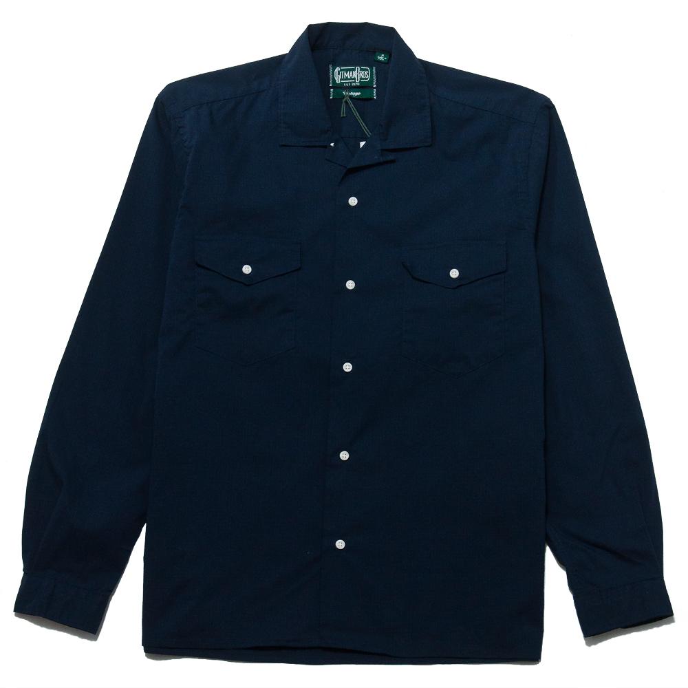 Gitman Vintage Bros. Navy Ripstop Camp Shirt at shoplostfound, front