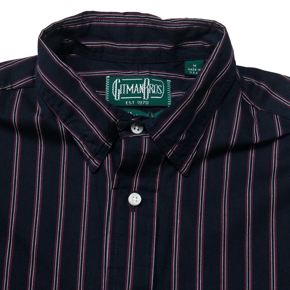 Gitman Vintage Bros. Navy Striped Twill at shoplostfound, neck