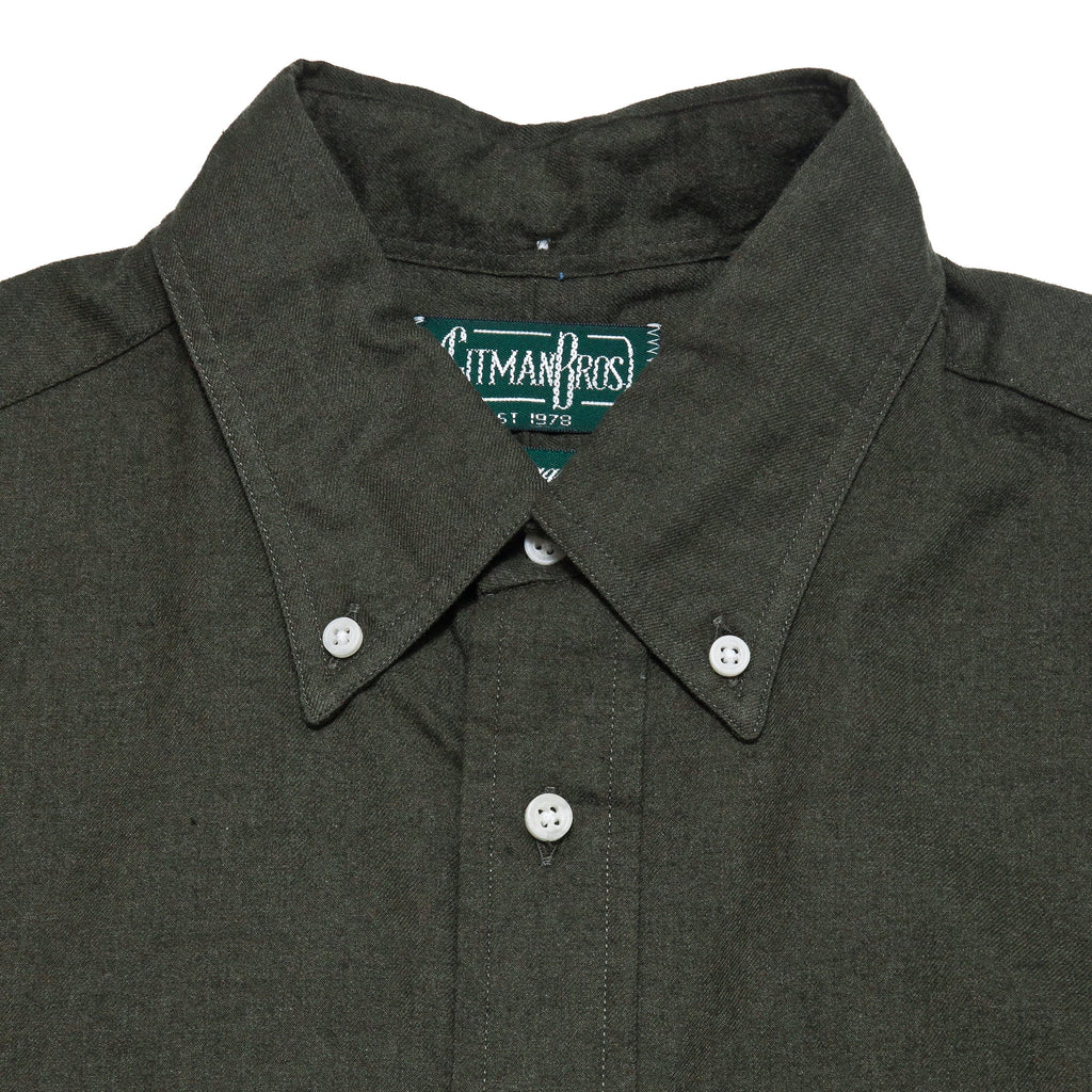 Gitman Vintage Bros. Olive Classic Flannel at shoplostfound, neck