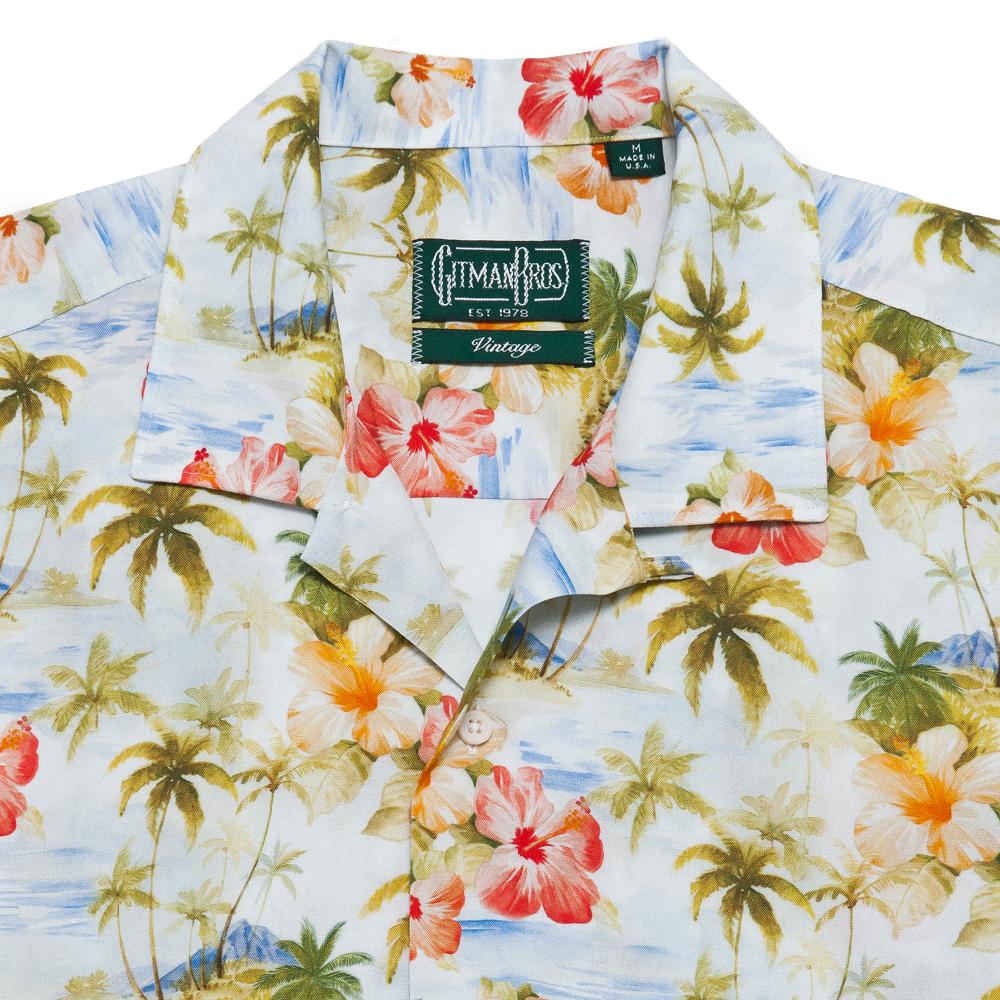 Gitman Vintage Bros. Watercolour Tropics Rayon Camp Shirt at shoplostfound, neck