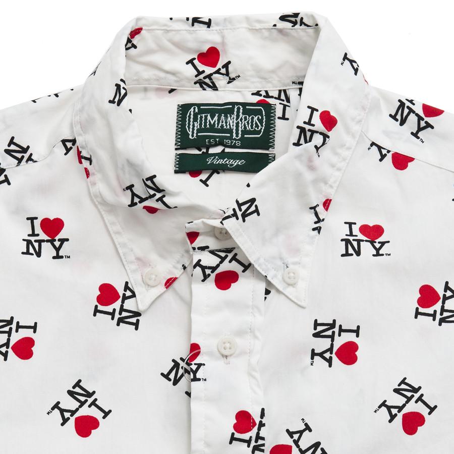Gitman Vintage Bros. 'I LOVE NY' White Short Sleeve Shirt