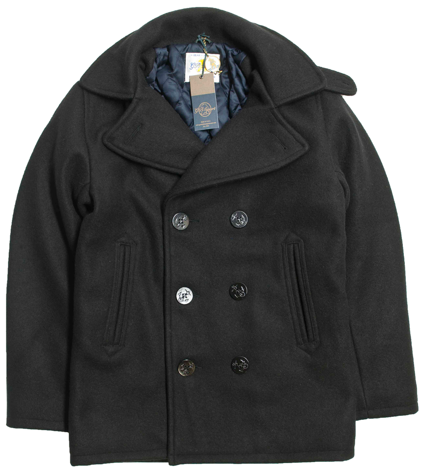 Golden Bear Dark Navy Melton Wool Quilted Lined Peacoat