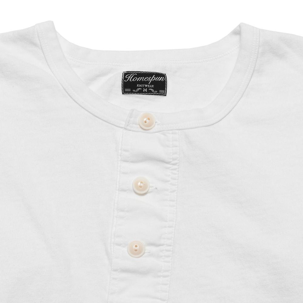 Homespun Long Sleeve Surplus Henley Zimbabwe Jersey Off White at shoplostfound, neck
