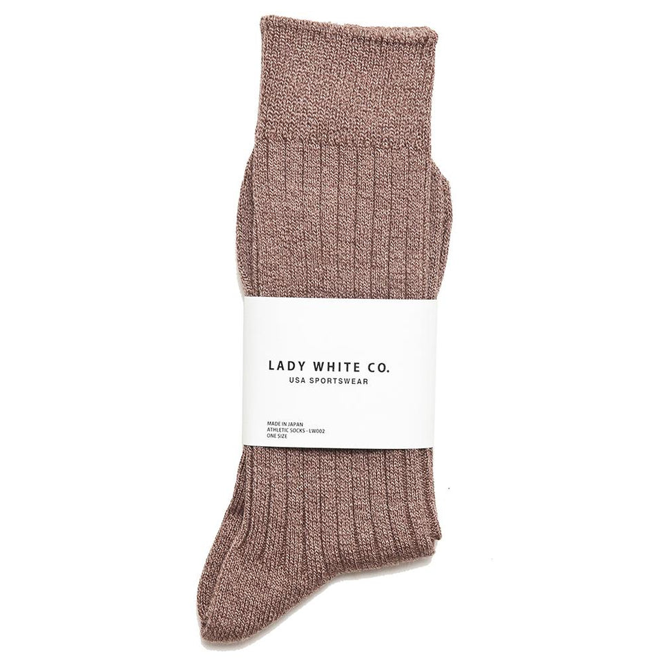 Lady White Co. Brown Athletic Socks at shoplostfound, front