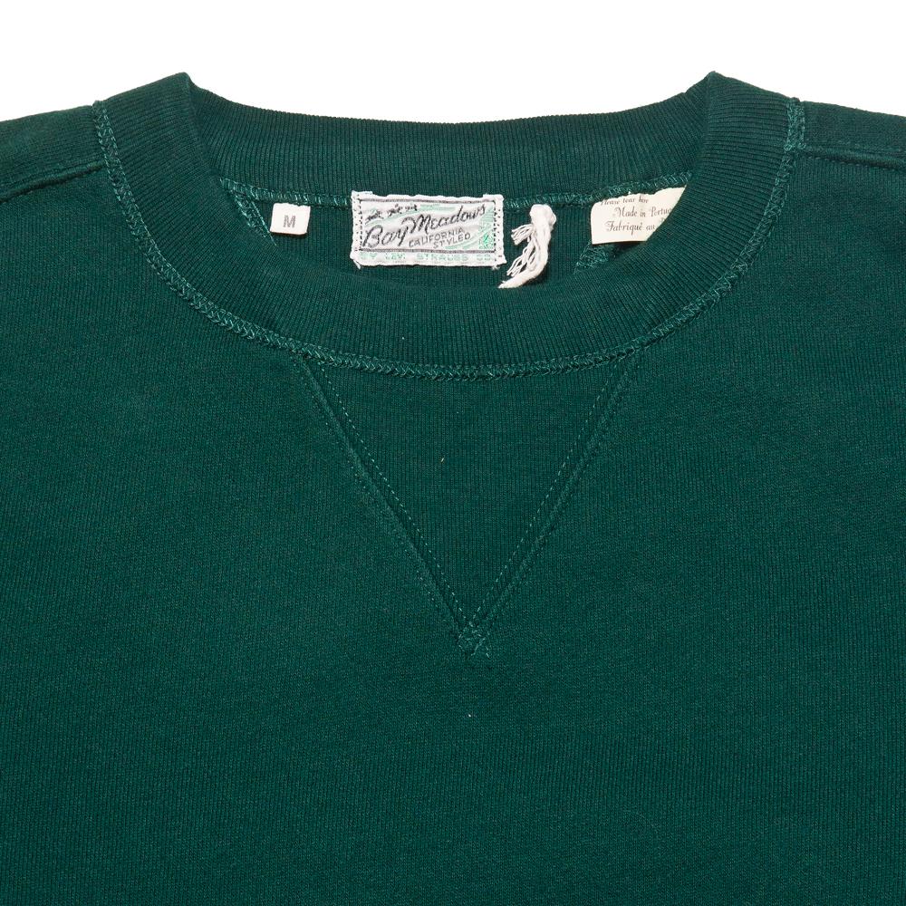 Levi's Vintage Clothing Bay Meadows Sweatshirt Bottle Green at shoplostfound, neck