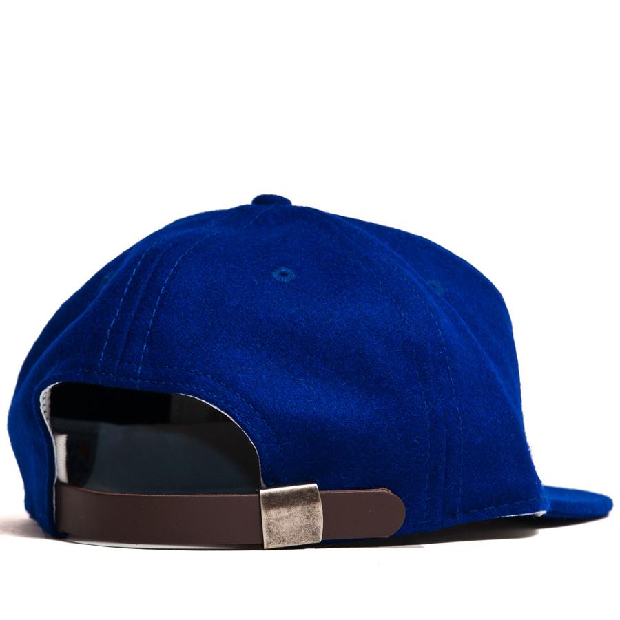 Ebbets Field Flannels L&F Royal Blue Wool 6 Panel with Brown Leather