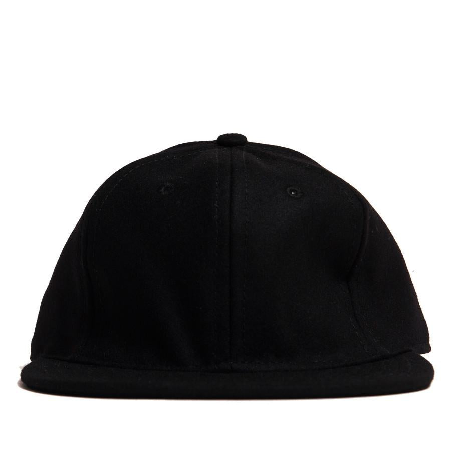 Ebbets Field Flannels Black Wool 6 Panel with Black Leather Strap