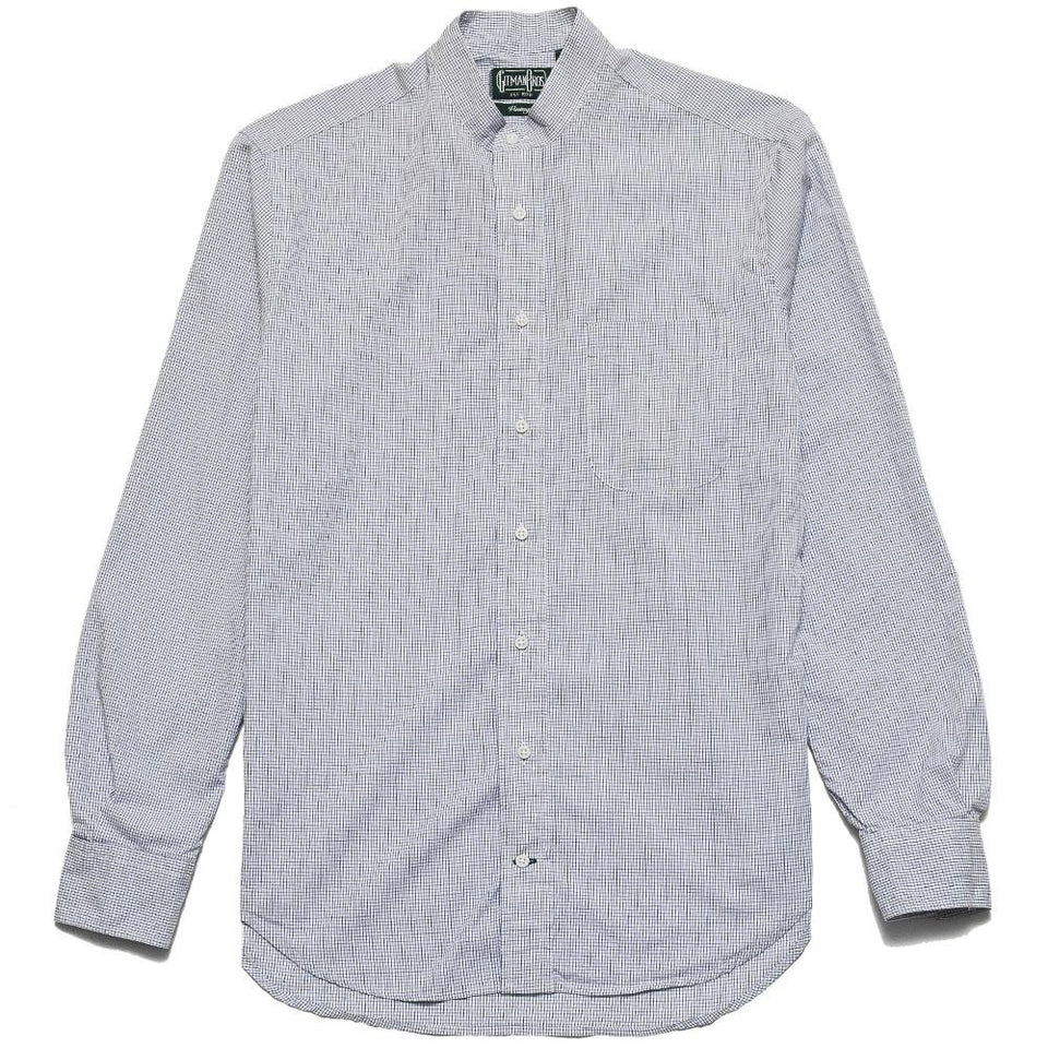 Gitman Vintage Bros. Blue And White Graph Check Shirt at shoplostfound, front